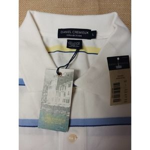 Daniel Cremieux NWT White, Yellow, Blue Stripe Polo Sz L